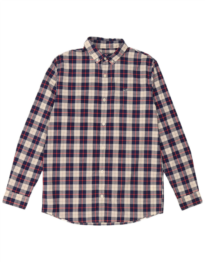 VINEYARD VINES Boys Shirt 15-16 Years XL Navy Blue Check Cotton
