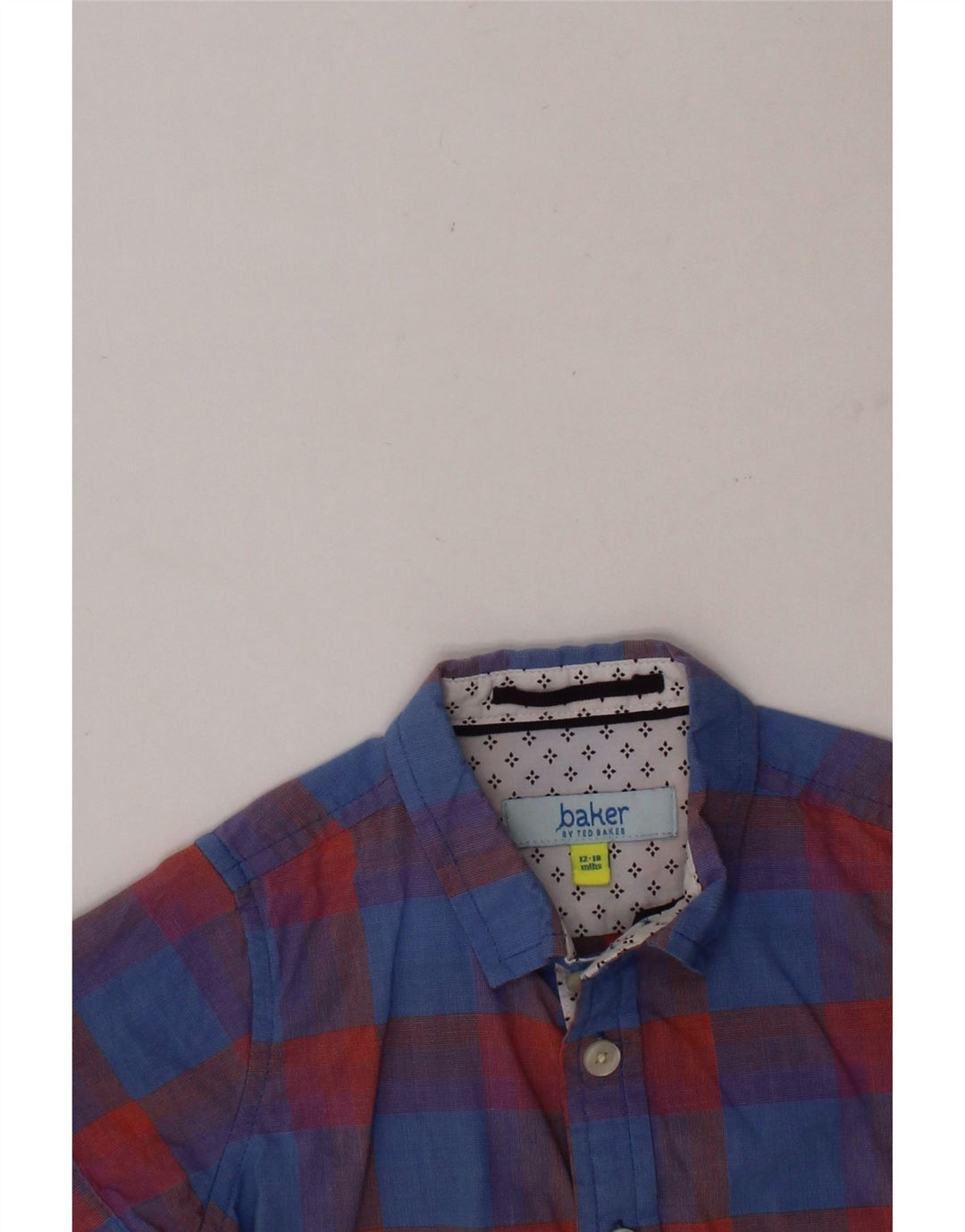 TED BAKER Baby Boys Short Sleeve Shirt 12-18 Months Blue Check Cotton Vintage Ted Baker and Second-Hand Ted Baker from Messina Hembry 