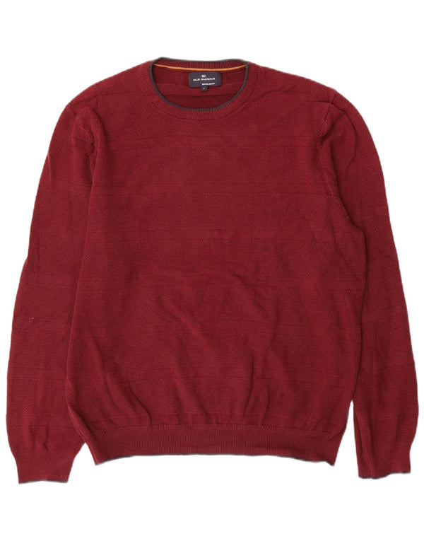 Marks & Spencer Mens Blue Harbour Crew Neck Jumper Sweater Large Maroon