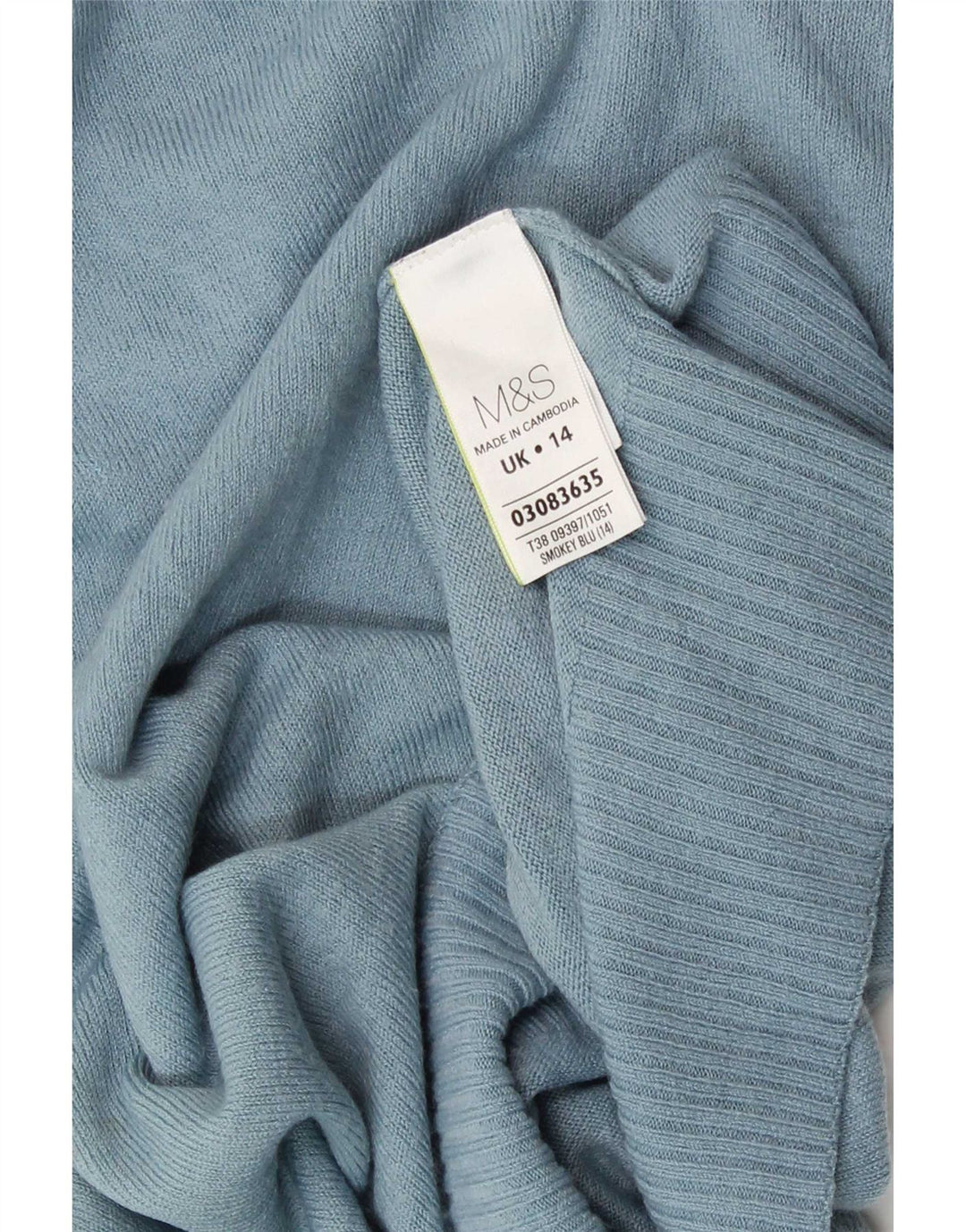 Marks & Spencer Womens Boat Neck Jumper Sweater UK 14 Medium  Blue Acrylic