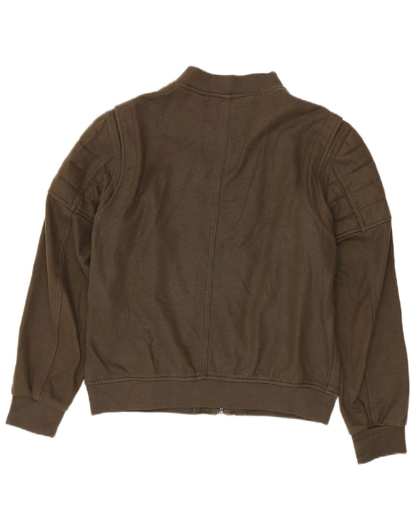 Zara Mens Tracksuit Top Jacket XL Khaki Polyester