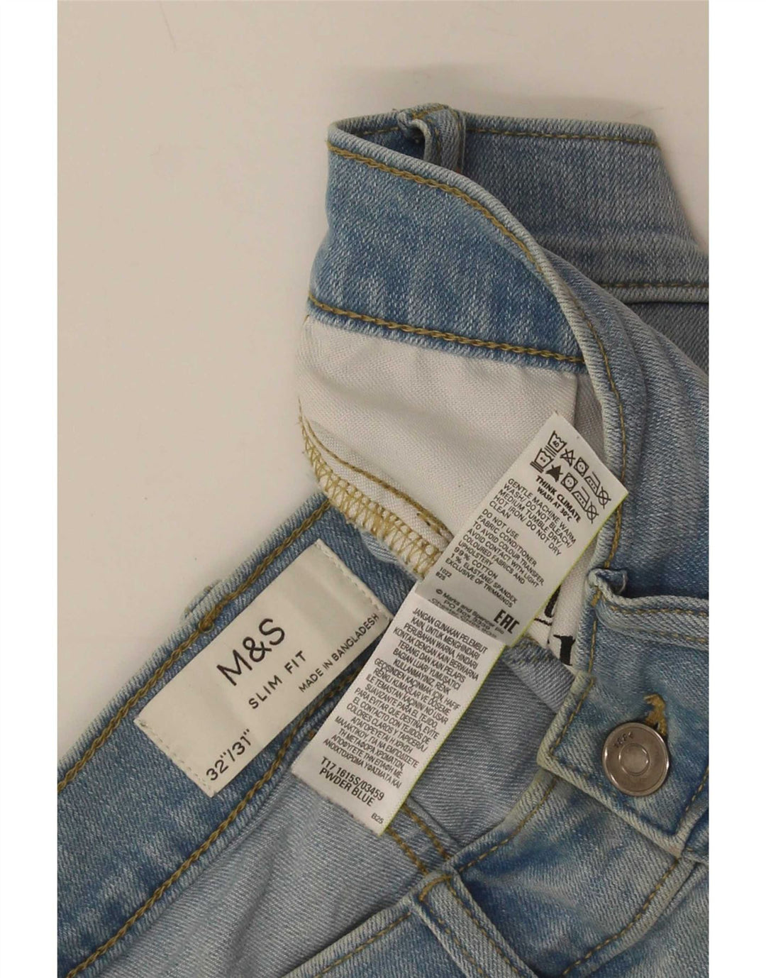 Marks & Spencer Mens Slim Jeans W32 L31 Blue Cotton