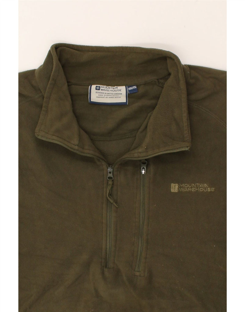 MOUNTAIN WAREHOUSE Mens Zip Neck Fleece Jumper 3XL Khaki Colourblock | Vintage Mountain Warehouse | Thrift | Second-Hand Mountain Warehouse | Used Clothing | Messina Hembry 