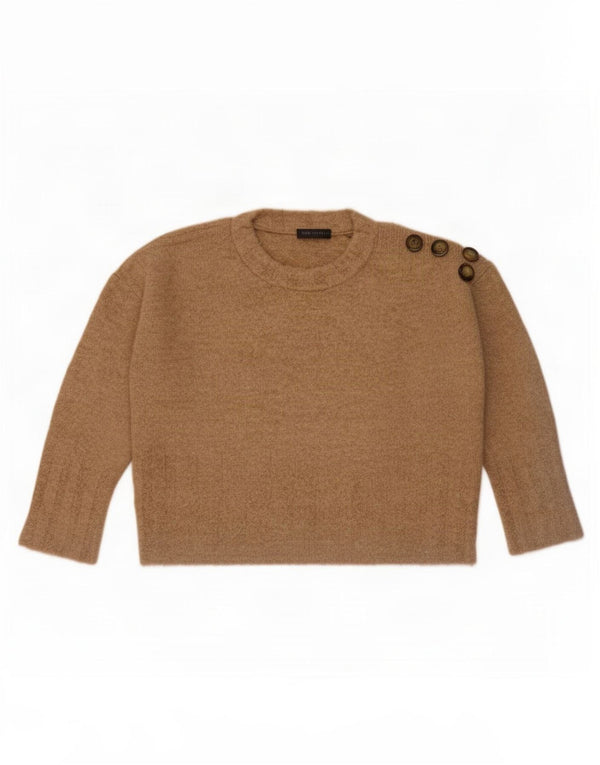Marks & Spencer Womens Crop Crew Neck Jumper Sweater UK 16 Large Beige