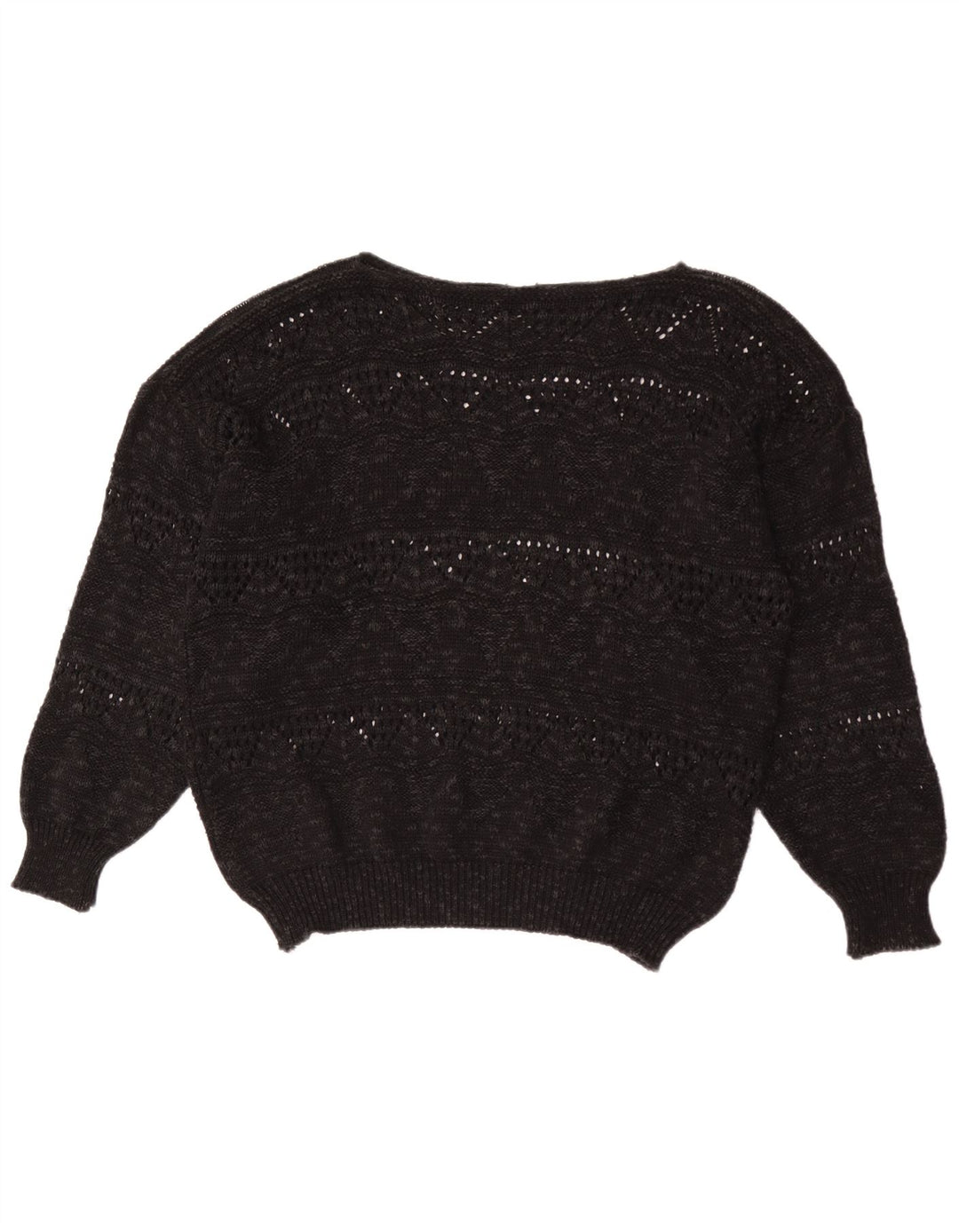 Vintage Womens Boat Neck Jumper Sweater EU 40 Medium Black Geometric