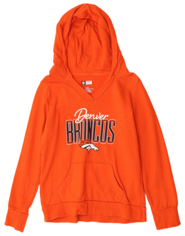 NFL Womens Denver Broncos Graphic Hoodie Jumper UK 14 Medium Orange Cotton