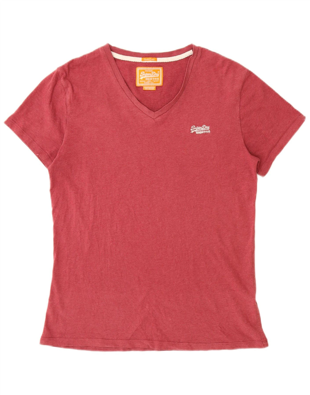 SUPERDRY Womens T-Shirt Top UK 14 Medium Burgundy Cotton