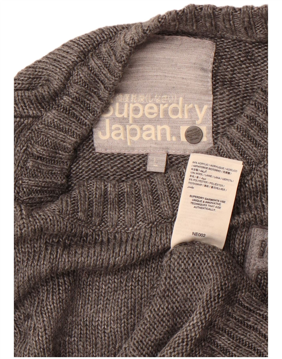 Superdry Mens Graphic Crew Neck Jumper Sweater Large Grey Acrylic