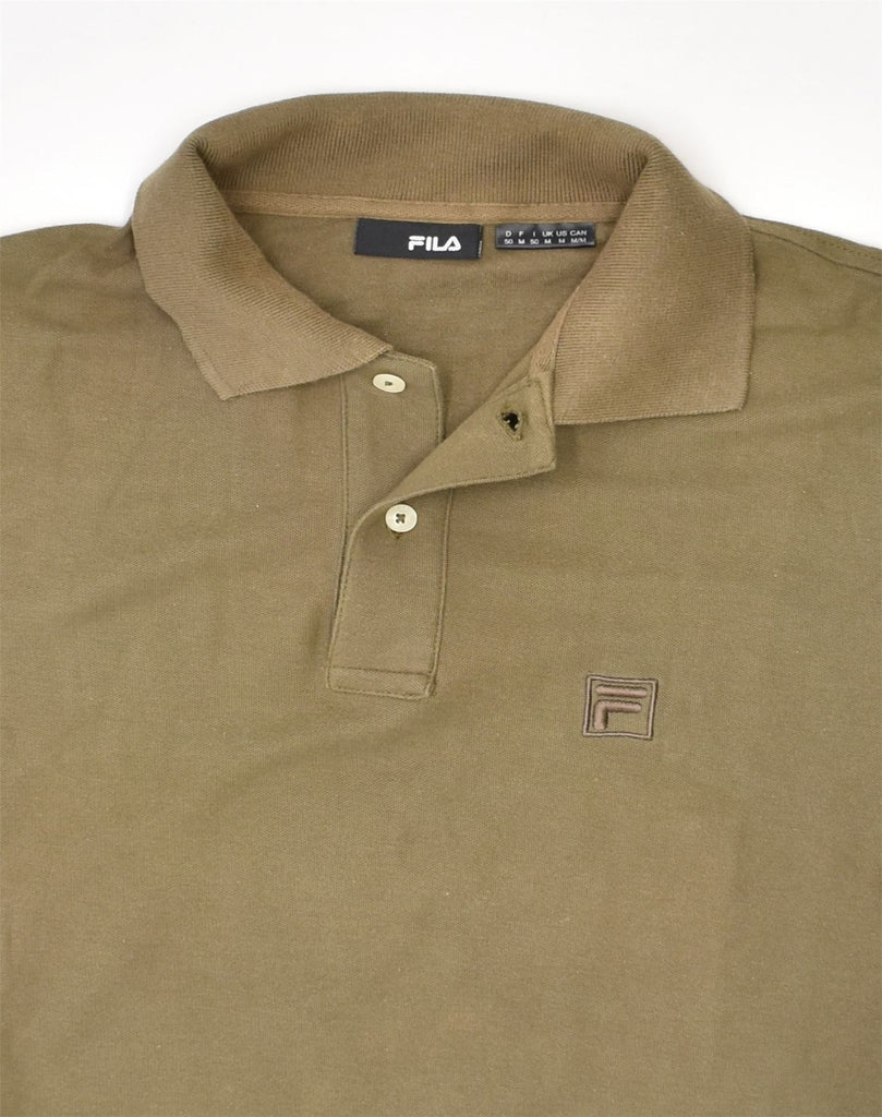 FILA Mens Polo Shirt Medium Khaki Cotton | Vintage | Thrift | Second-Hand | Used Clothing | Messina Hembry 