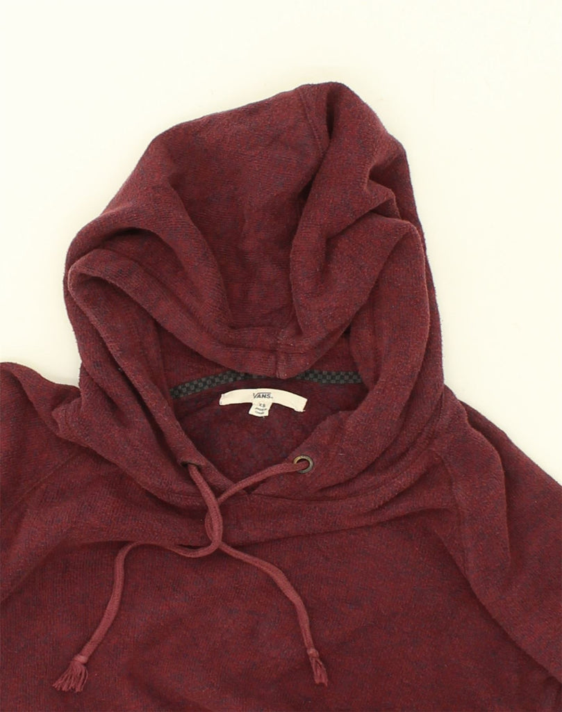 VANS Womens Loose Fit Hoodie Jumper UK 6 XS Burgundy Cotton | Vintage Vans | Thrift | Second-Hand Vans | Used Clothing | Messina Hembry 