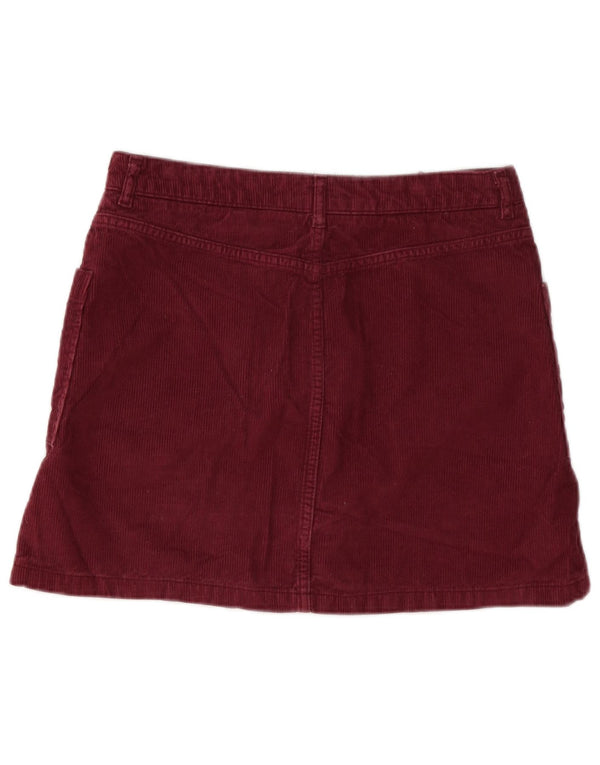 Topshop Womens Moto Mini Corduroy Skirt UK 12 Medium W32 Burgundy Cotton