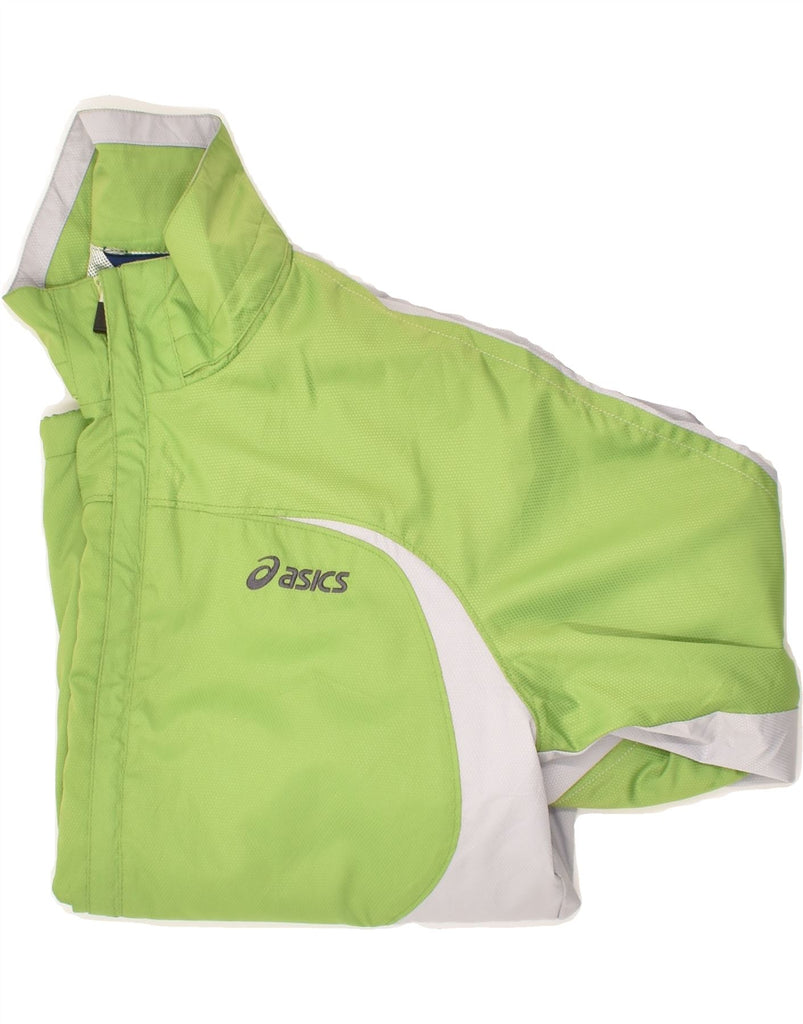 ASICS Mens Rain Jacket UK 36 Small Green Colourblock Polyester | Vintage Asics | Thrift | Second-Hand Asics | Used Clothing | Messina Hembry 