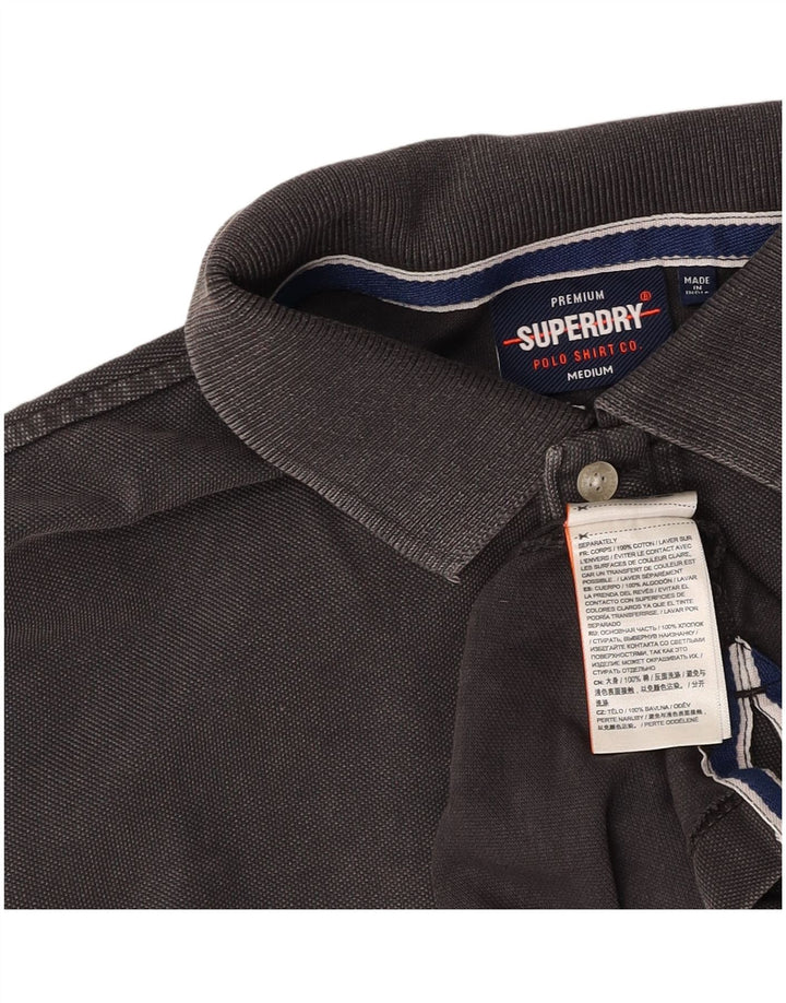 SUPERDRY Mens Polo Shirt Medium Grey Cotton