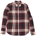 French Connection Mens Flannel Shirt Medium Burgundy Check Cotton