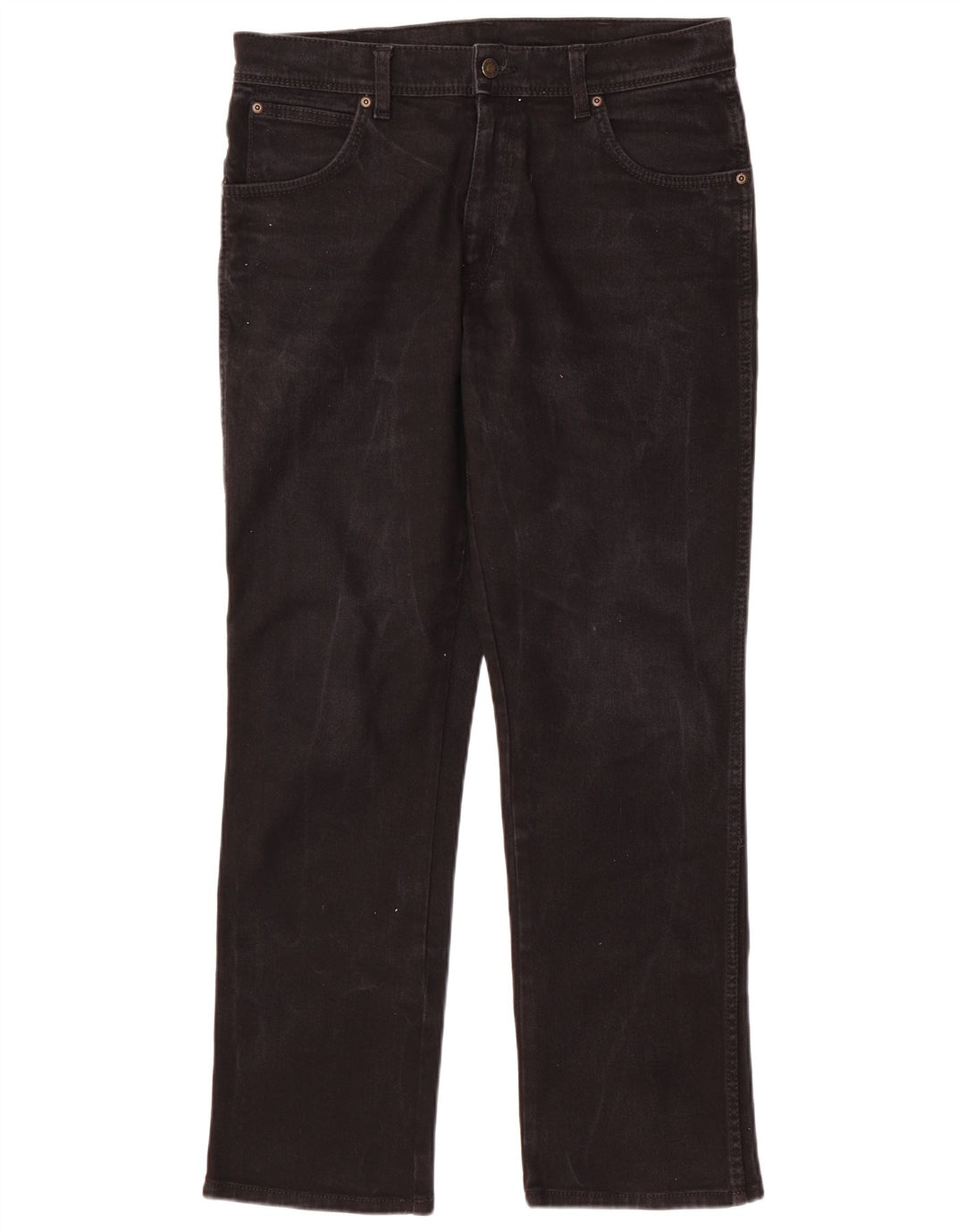 Wrangler Mens Regular Fit Straight Jeans W34 L30 Black Cotton