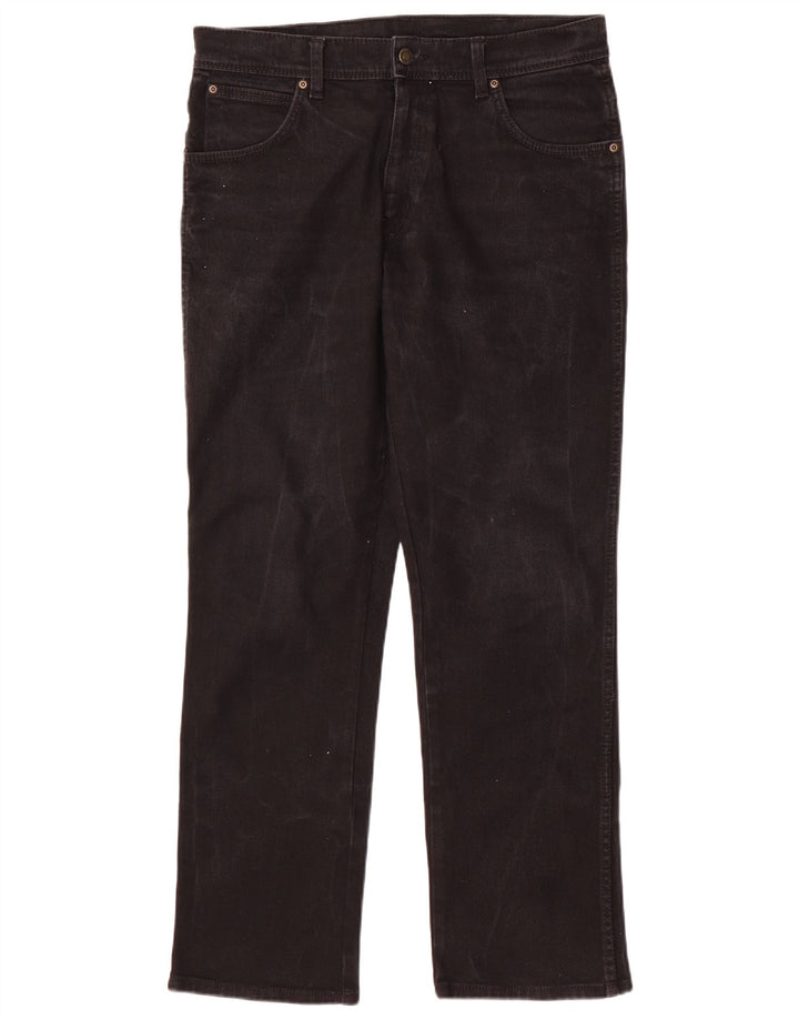Wrangler Mens Regular Fit Straight Jeans W34 L30 Black Cotton
