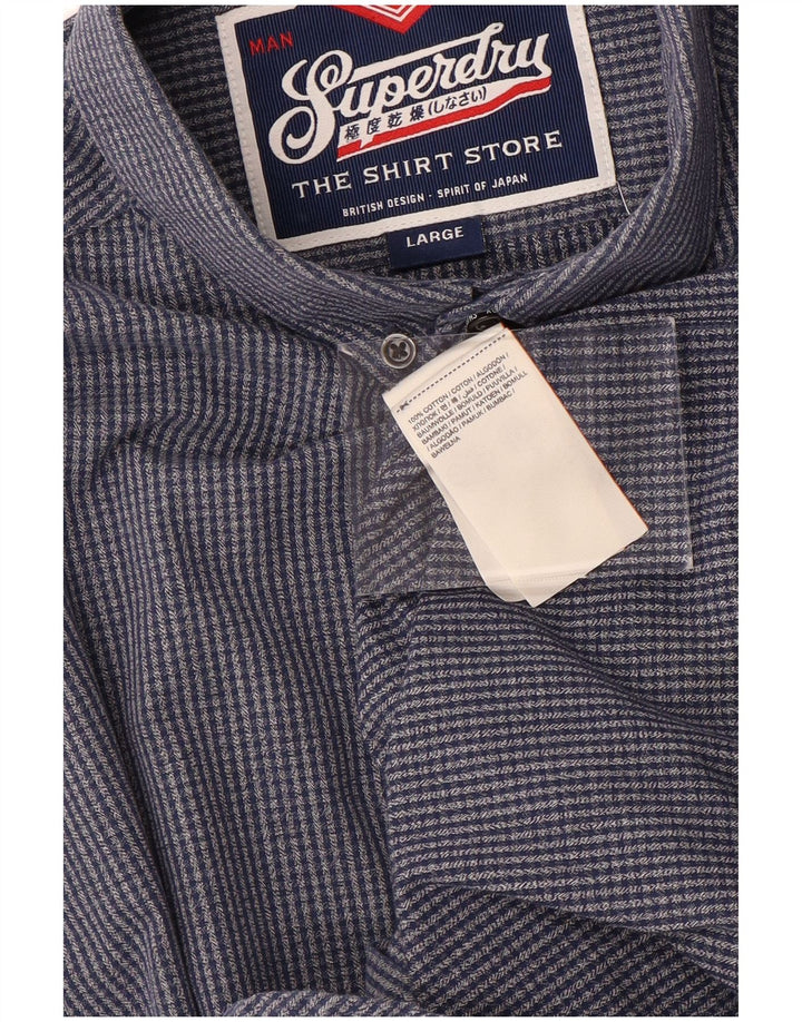 SUPERDRY Mens Shirt Large Navy Blue Check Cotton