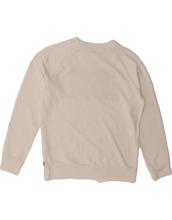 LEVI'S Womens Oversized Graphic Sweatshirt Jumper UK 6 XS White Cotton Vintage Levi's and Second-Hand Levi's from Messina Hembry 
