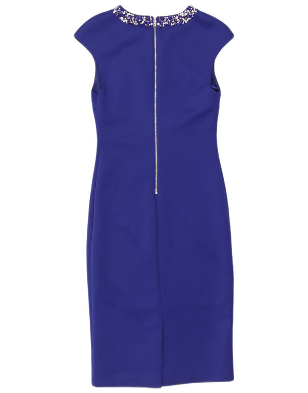 Ted Baker Womens Sleeveless Sheath Dress Size 3 Medium Blue Polyester