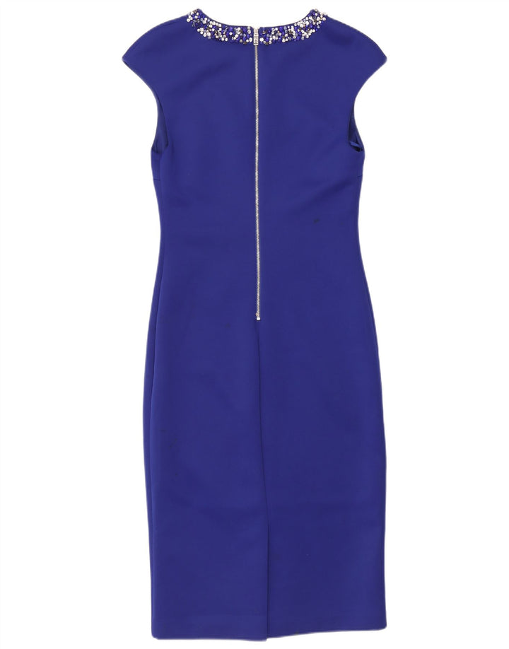 Ted Baker Womens Sleeveless Sheath Dress Size 3 Medium Blue Polyester