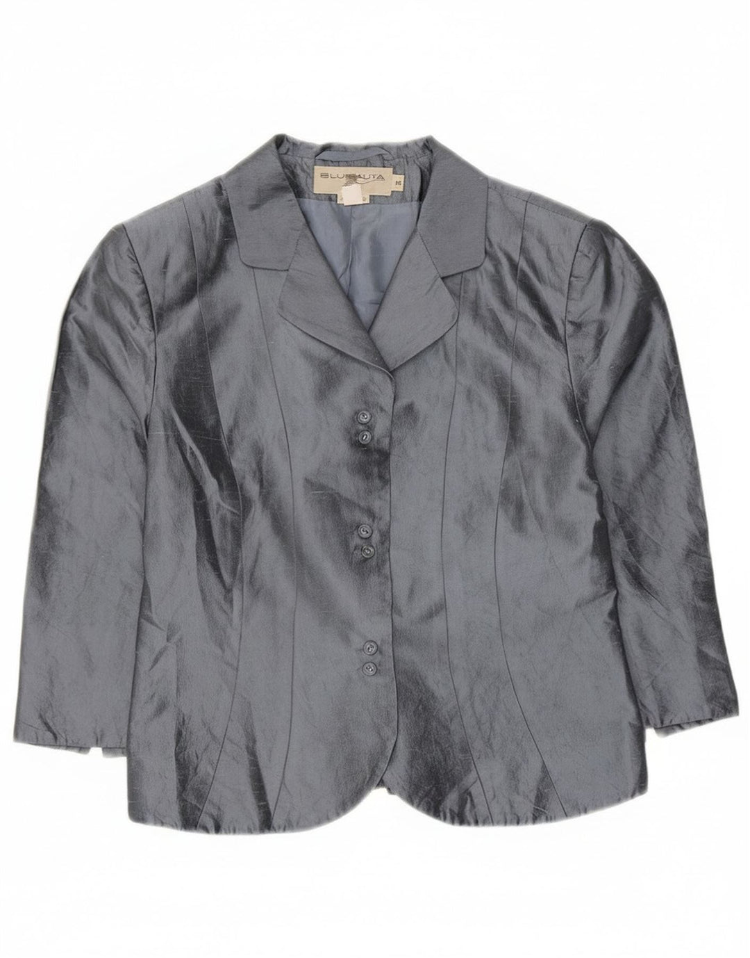 Blunauta Womens Crop 6 Button Blazer Jacket IT 42 Medium Grey Silk