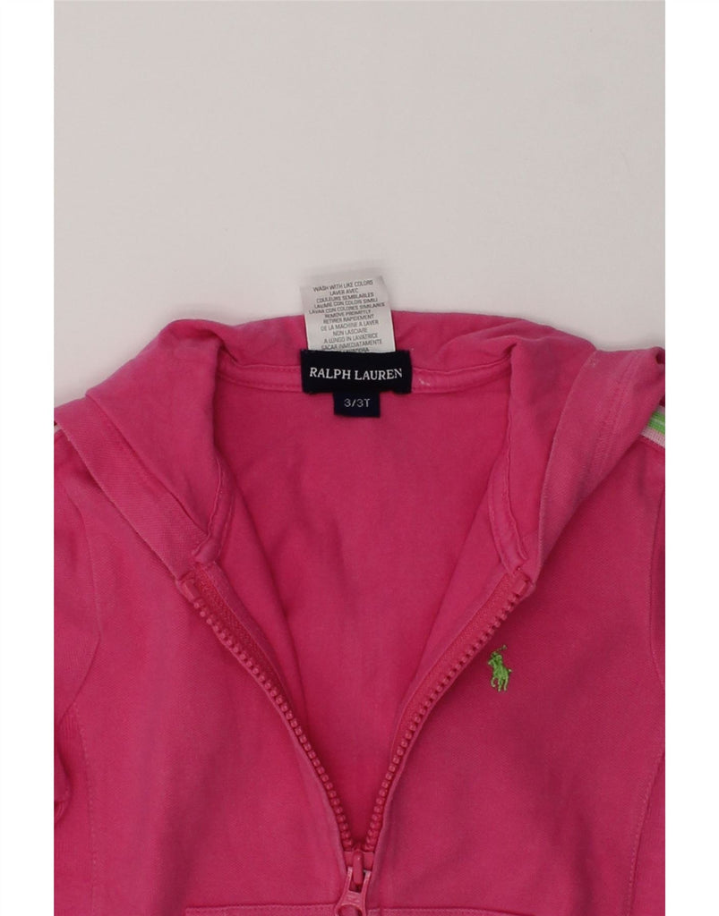 RALPH LAUREN Girls Zip Hoodie Sweater 2-3 Years Pink Cotton | Vintage Ralph Lauren | Thrift | Second-Hand Ralph Lauren | Used Clothing | Messina Hembry 