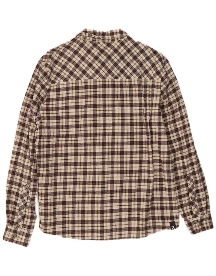 Montura Mens Flannel Shirt Large Brown Check Cotton