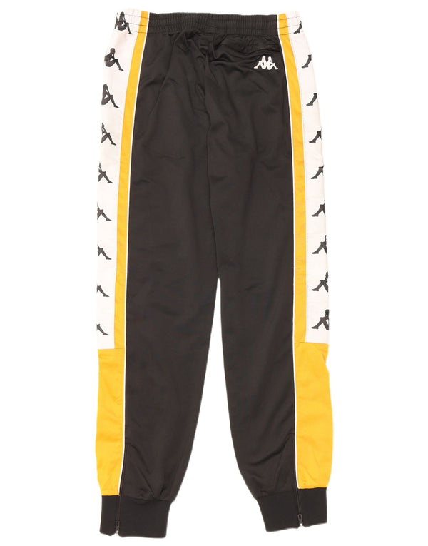KAPPA Mens Graphic Tracksuit Trousers Joggers Small  Black Colourblock