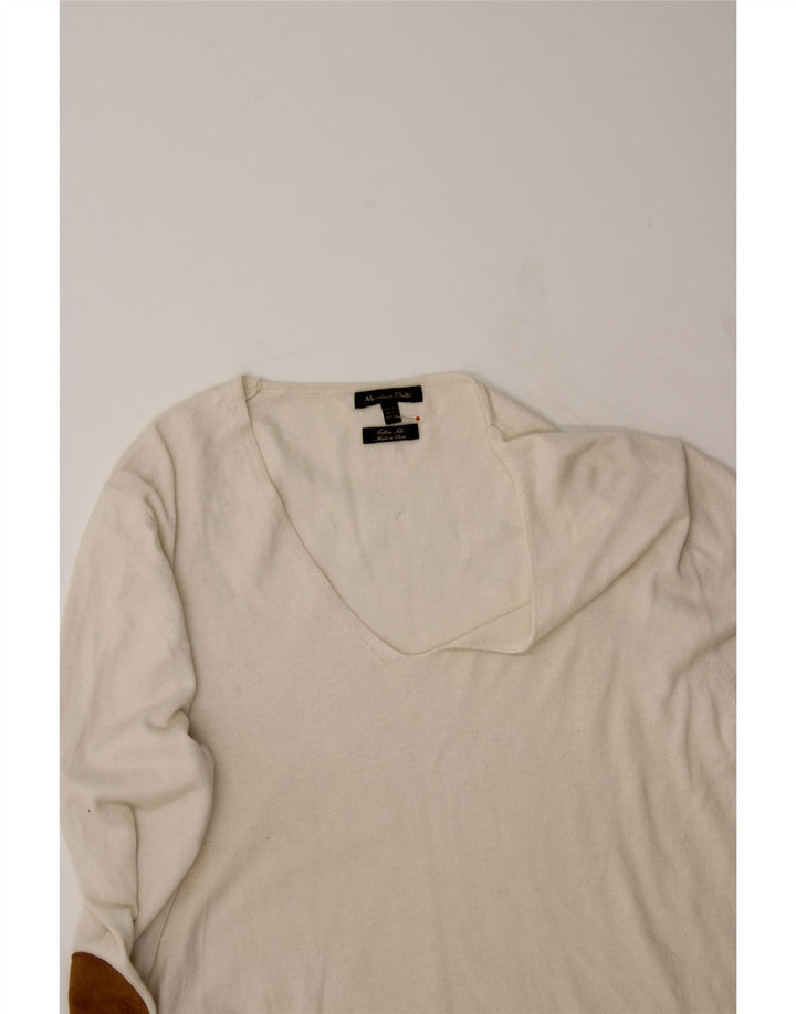 MASSIMO DUTTI Womens V-Neck Jumper Sweater UK 18 XL Off White Vintage Massimo Dutti and Second-Hand Massimo Dutti from Messina Hembry 