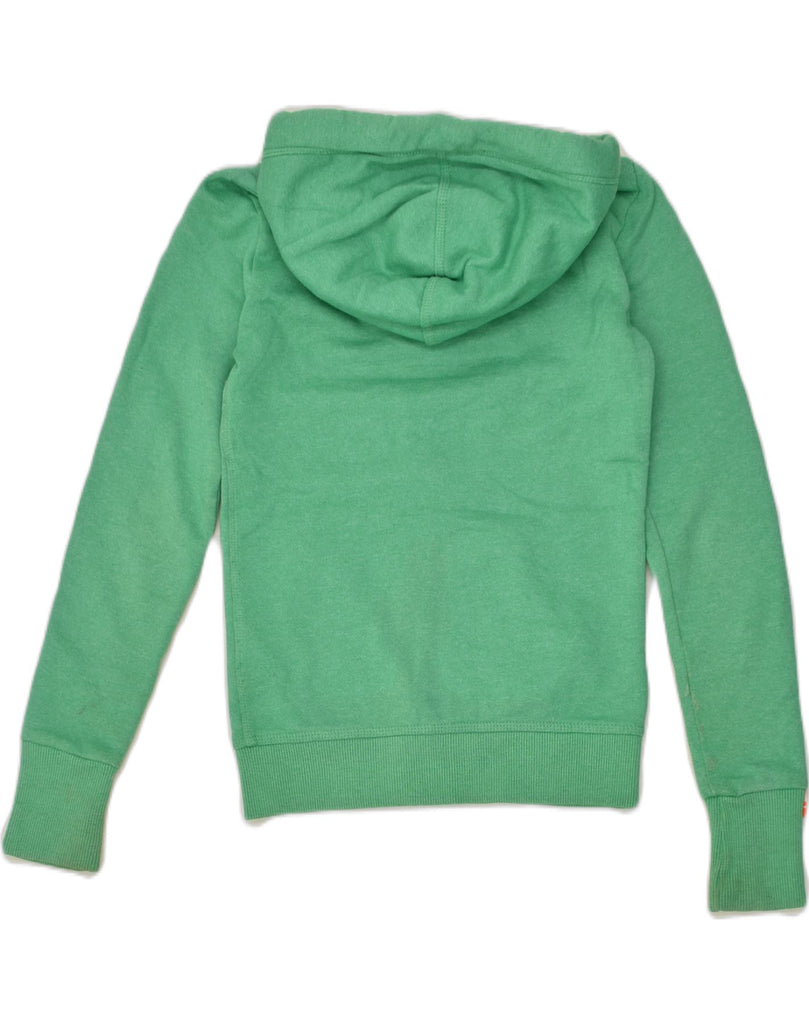 SUPERDRY Womens Zip Hoodie Sweater UK 2 2XS Green Polyester | Vintage Superdry | Thrift | Second-Hand Superdry | Used Clothing | Messina Hembry 