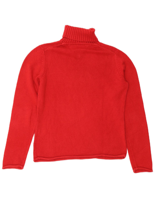 Tommy Hilfiger Womens Graphic Roll Neck Jumper Sweater UK 14 Large Red
