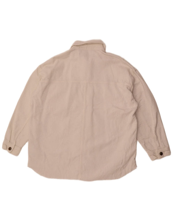 Zara Womens Oversized Corduroy Jacket UK 10 Small White Cotton