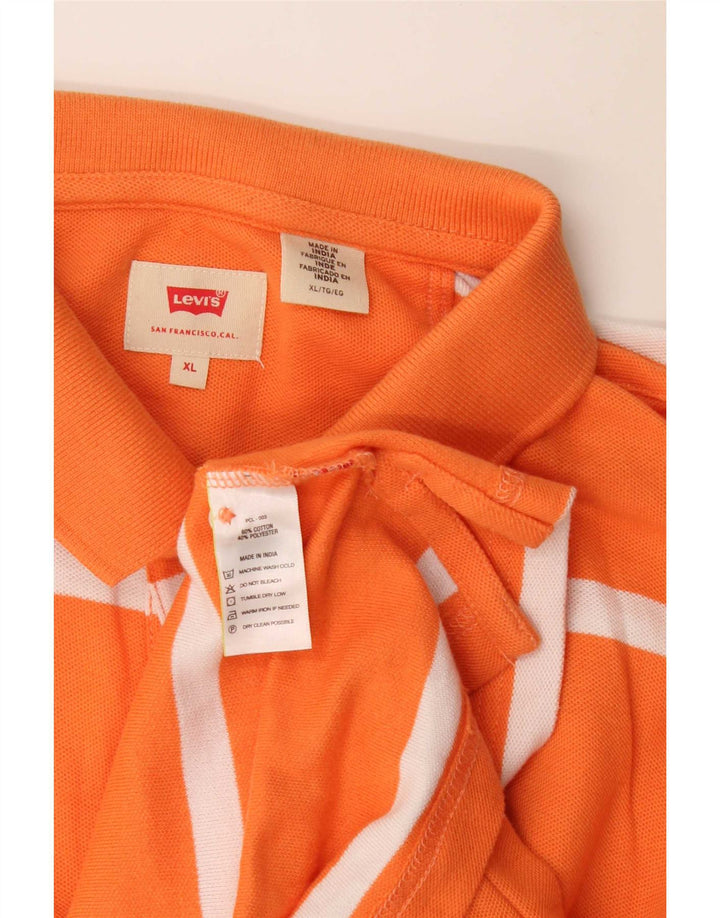 Levi's Mens Polo Shirt XL Orange Striped Cotton