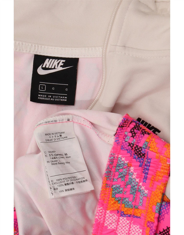 Nike Womens Crop Tracksuit Top Jacket UK 16 Large Pink Geometric Polyester