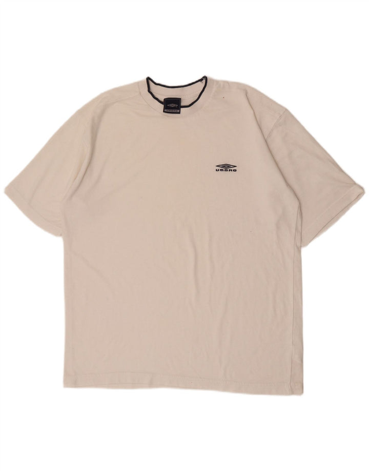 Umbro Mens Graphic T-Shirt Top Large Off White Polyester