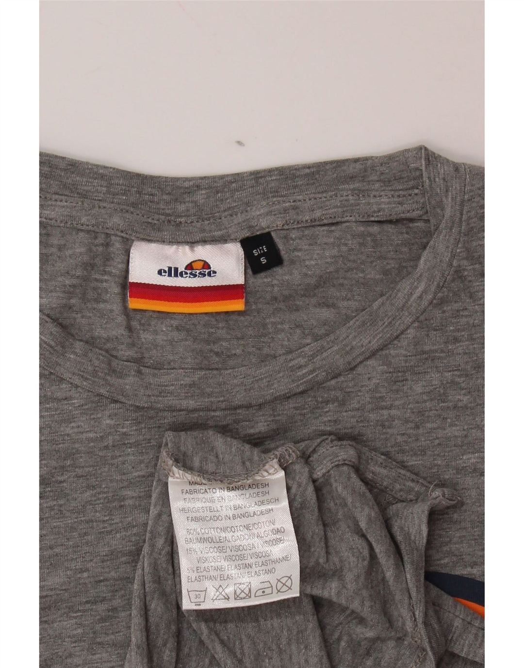 ELLESSE Womens Graphic T-Shirt Top UK 10 Small Grey Flecked Cotton