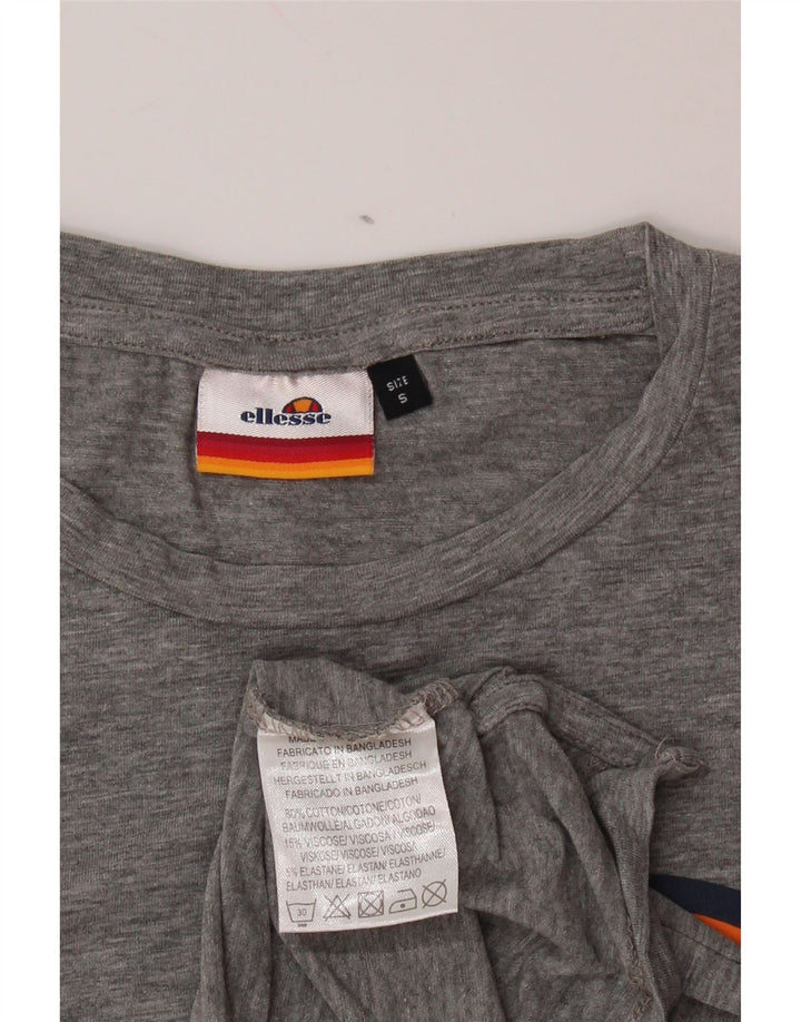 ELLESSE Womens Graphic T-Shirt Top UK 10 Small Grey Flecked Cotton