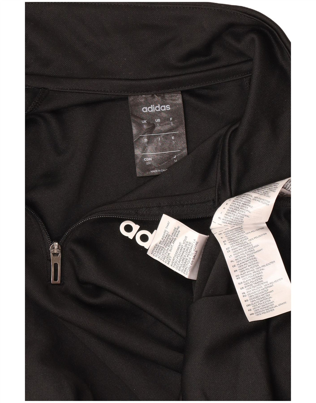 Adidas Mens Climalite Zip Neck Pullover Tracksuit Top Small Black Polyester