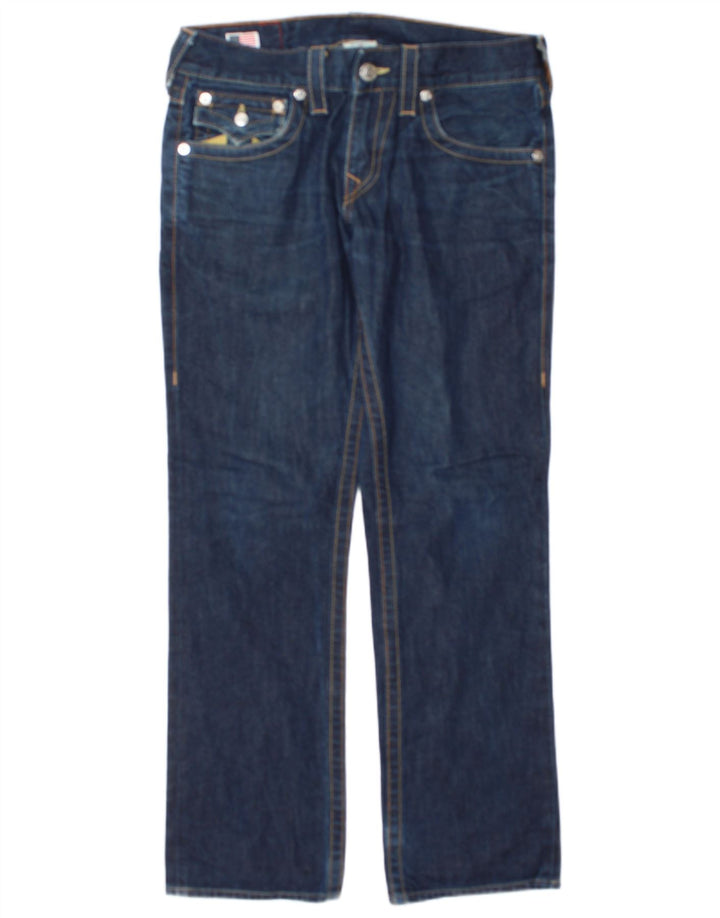 True Religion Mens Straight Jeans W30 L31 Blue Cotton