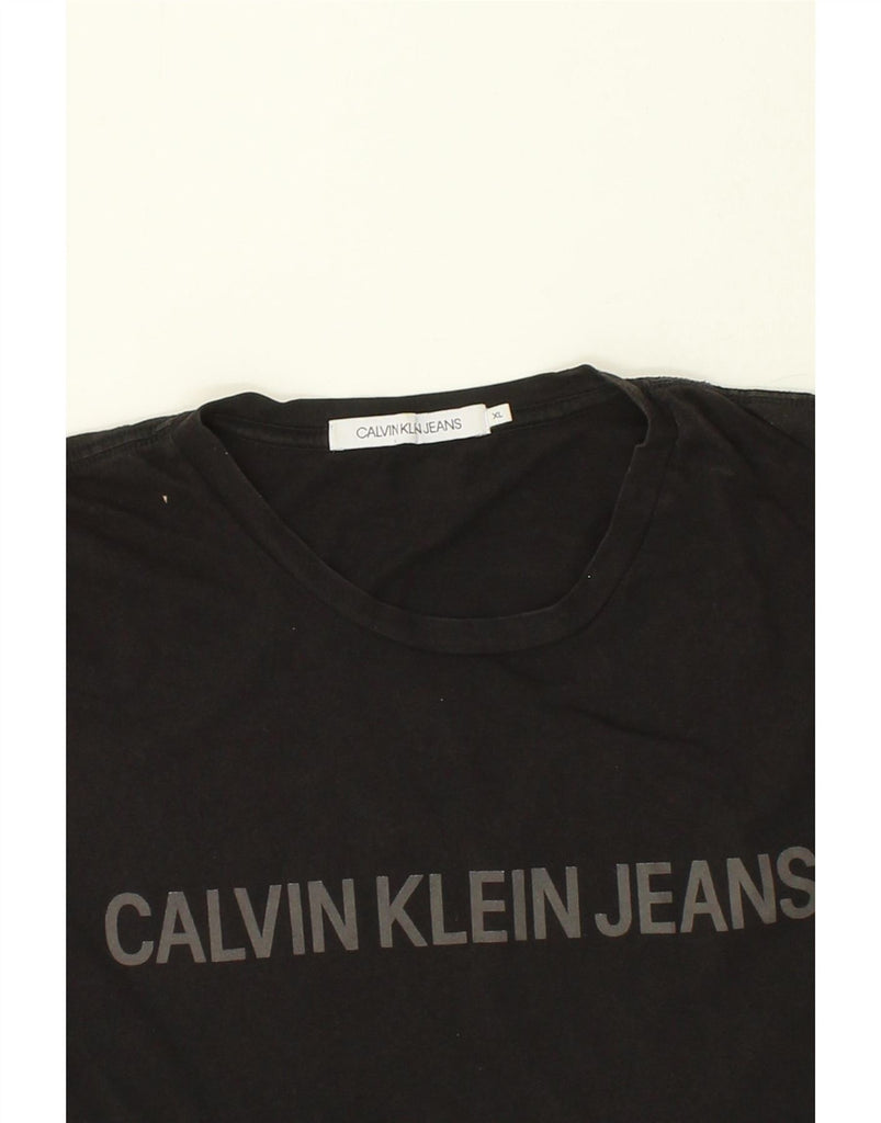 CALVIN KLEIN JEANS Mens Graphic T-Shirt Top XL Black Cotton Vintage Calvin Klein Jeans and Second-Hand Calvin Klein Jeans from Messina Hembry 