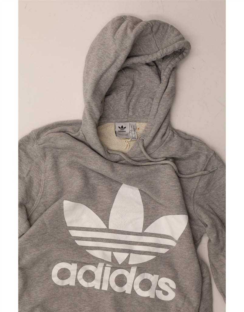 ADIDAS Womens Graphic Hoodie Jumper UK 16 Large  Grey Vintage Adidas and Second-Hand Adidas from Messina Hembry 
