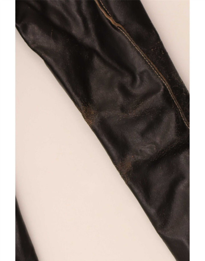 Conbipel Womens Trench Leather Coat IT 42 Medium Black