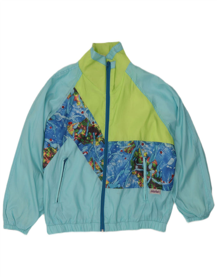 Vintage Womens Abstract Pattern Rain Jacket IT 40/42 Medium Blue