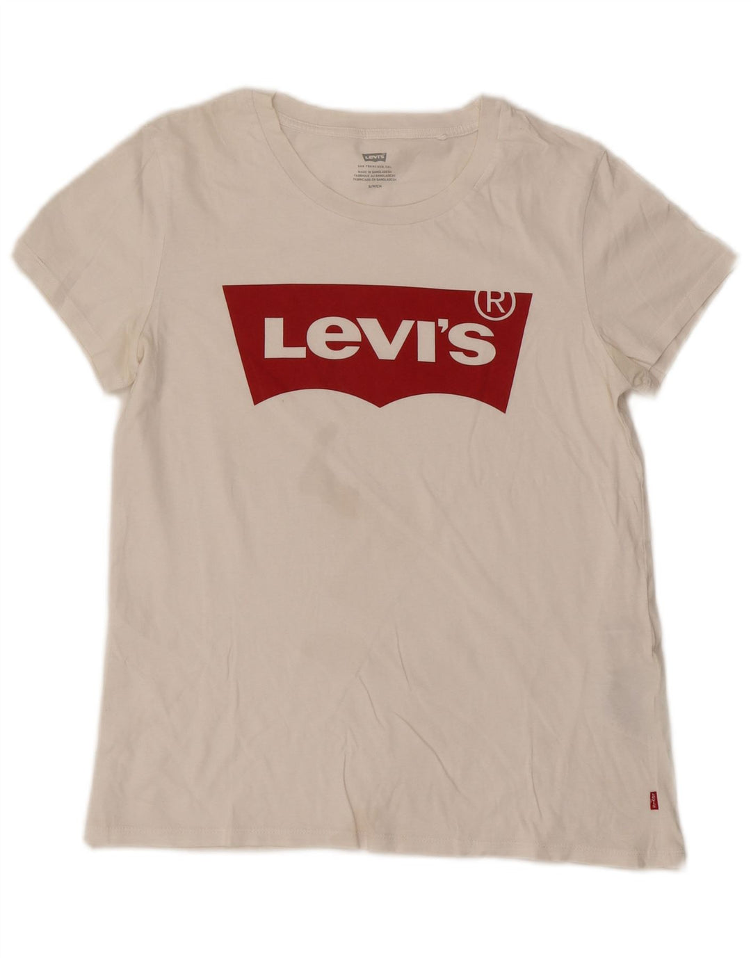 Levi's Womens Graphic T-Shirt Top UK 10 Small White Cotton