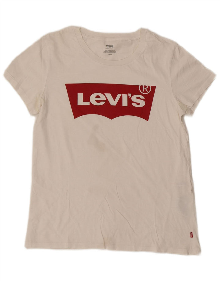 Levi's Womens Graphic T-Shirt Top UK 10 Small White Cotton