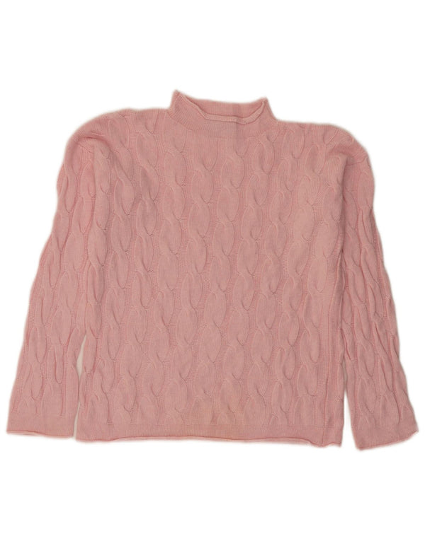 BENETTON Womens Turtle Neck Jumper Sweater UK 10 Small Pink Polyamide