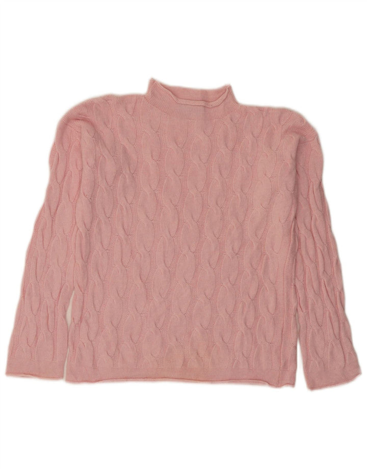 BENETTON Womens Turtle Neck Jumper Sweater UK 10 Small Pink Polyamide