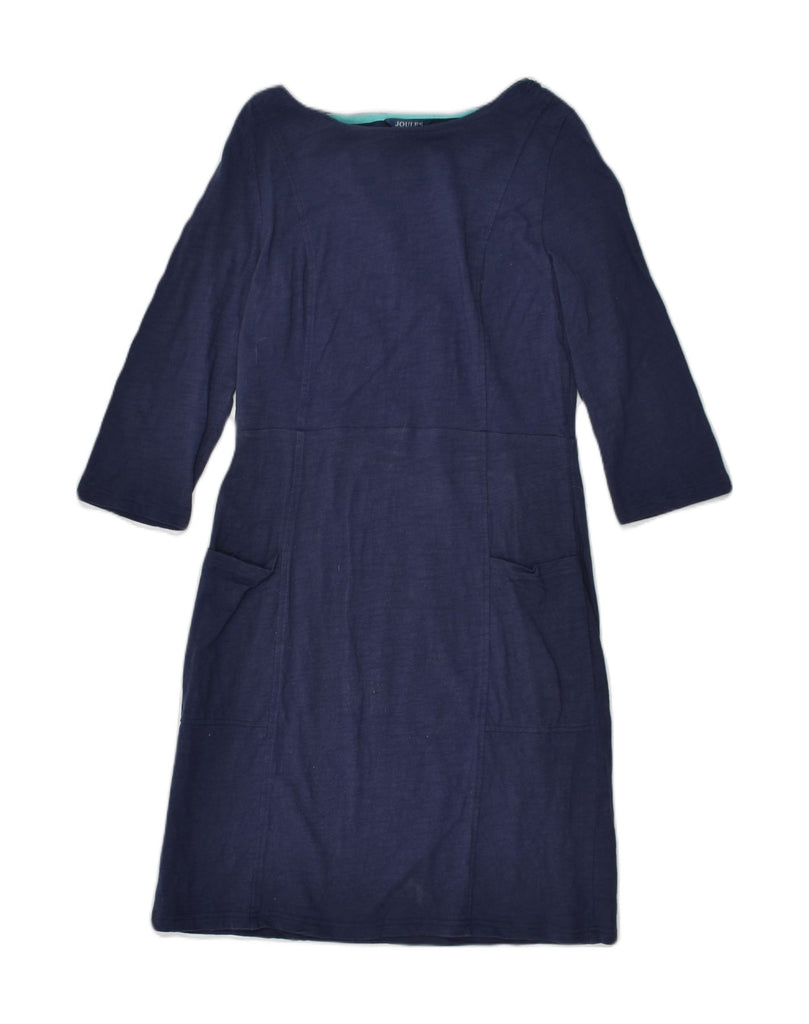 JOULES Womens Long Sleeve Basic Dress UK 12 Medium Navy Blue Cotton | Vintage Joules | Thrift | Second-Hand Joules | Used Clothing | Messina Hembry 