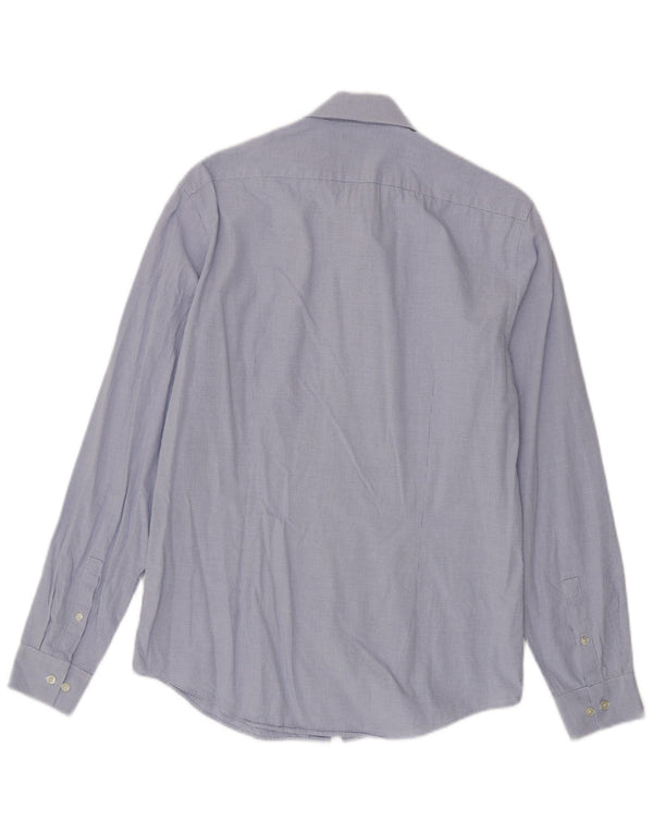 Calvin Klein Mens Fitted Shirt Size 38 15 Medium Blue Gingham Cotton