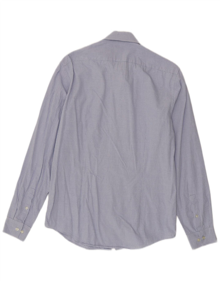 Calvin Klein Mens Fitted Shirt Size 38 15 Medium Blue Gingham Cotton